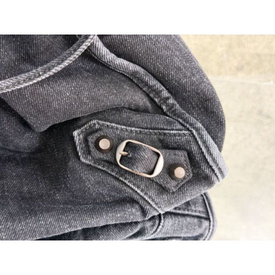 Mirror Quality Replica Balenciaga Le City Bag in Black Washed Denim Clone