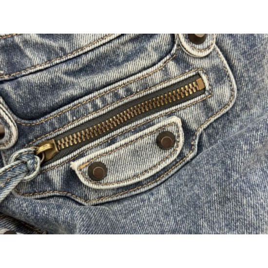 Mirror Quality Replica Balenciaga Le City Bag in Blue Washed Denim Clone