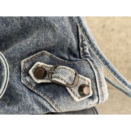 Mirror Quality Replica Balenciaga Le City Bag in Blue Washed Denim Clone