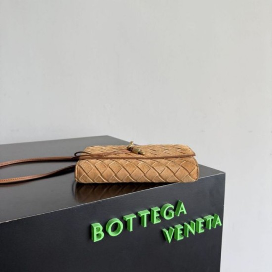 Mirror Quality Replica Bottega Veneta Andiamo Suede Clutch in Brown Clone