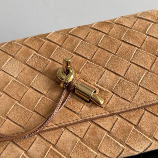 Mirror Quality Replica Bottega Veneta Andiamo Suede Clutch in Brown Clone
