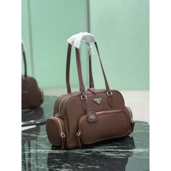 Mirror Quality Replica Prada Medium Top Handle Bag in Brown Clone