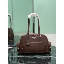 Mirror Quality Replica Prada Medium Top Handle Bag in Brown Clone