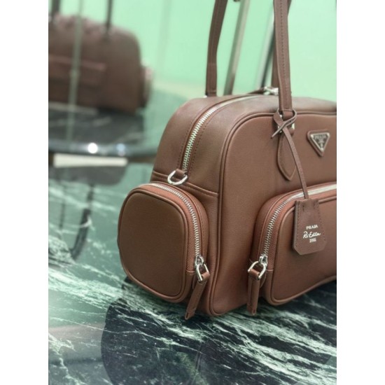 Mirror Quality Replica Prada Medium Top Handle Bag in Brown Clone