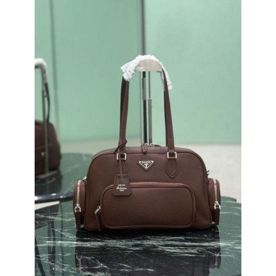 Mirror Quality Replica Prada Medium Top Handle Bag in Brown Clone
