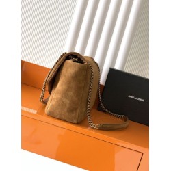 Luxury Replica YSL Saint Laurent Calypso Large Brown Suede Shoulder Bag Knockoff Mirror Quality Replica YSL Saint Laurent Calypso Large Brown Suede Shoulder Bag Clone
