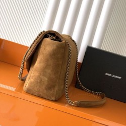 Mirror Quality Replica YSL Saint Laurent Calypso Large Brown Suede Shoulder Bag Clone