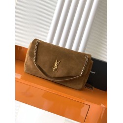 Mirror Quality Replica YSL Saint Laurent Calypso Large Brown Suede Shoulder Bag Clone