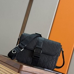 Mirror Quality Replica Dior Oblique Jacquard Men's Shoulder Bag Black Clone