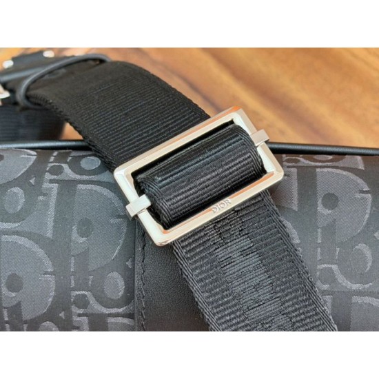 Mirror Quality Replica Dior Oblique Jacquard Men's Shoulder Bag Black Clone