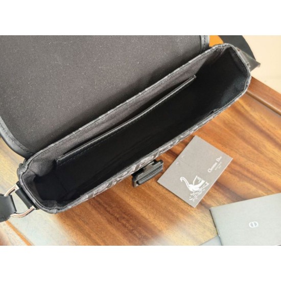 Mirror Quality Replica Dior Oblique Jacquard Men's Shoulder Bag Black Clone