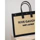 Luxury Replica YSL Saint Laurent Rive Gauche Embroidered Raffia Tote Bag Black Knockoff Mirror Quality Replica YSL Saint Laurent Rive Gauche Embroidered Raffia Tote Bag Black Clone