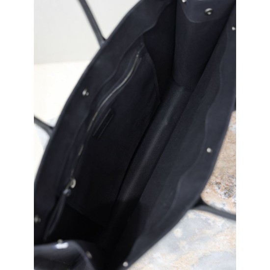Luxury Replica YSL Saint Laurent Rive Gauche Embroidered Raffia Tote Bag Black Knockoff Mirror Quality Replica YSL Saint Laurent Rive Gauche Embroidered Raffia Tote Bag Black Clone