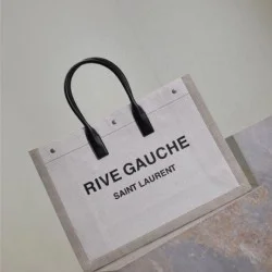 Mirror Quality Replica YSL Saint Laurent Rive Gauche Beige Tote Bag Clone