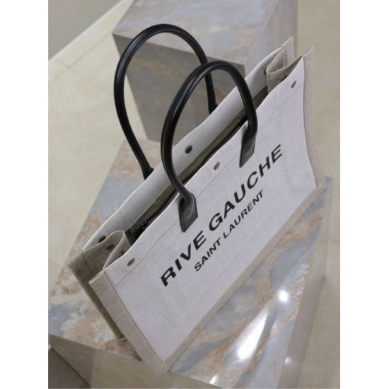 Mirror Quality Replica YSL Saint Laurent Rive Gauche Beige Tote Bag Clone