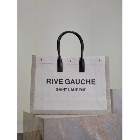 Mirror Quality Replica YSL Saint Laurent Rive Gauche Beige Tote Bag Clone