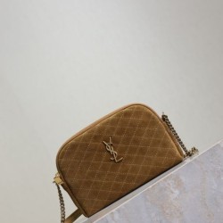 Luxury Replica YSL Saint Laurent Gaby Quilted Suede Shoulder Bag in Yellow Knockoff Mirror Quality Replica YSL Saint Laurent Gaby Quilted Suede Shoulder Bag in Yellow Clone