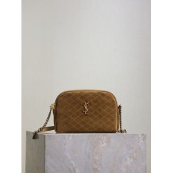 Mirror Quality Replica YSL Saint Laurent Gaby Quilted Suede Shoulder Bag in Yellow Clone