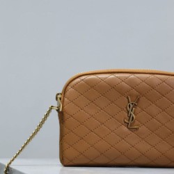 Mirror Quality Replica YSL Saint Laurent Gaby Quilted Zip Pouch in Brown Clone