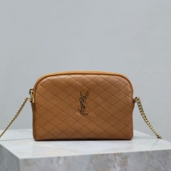 Mirror Quality Replica YSL Saint Laurent Gaby Quilted Zip Pouch in Brown Clone