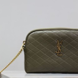 Mirror Quality Replica YSL Saint Laurent Gaby Quilted Zip Pouch in Blue Clone