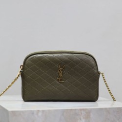 Mirror Quality Replica YSL Saint Laurent Gaby Quilted Zip Pouch in Blue Clone
