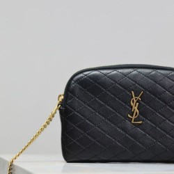 Luxury Replica YSL Saint Laurent Gaby Quilted Zip Pouch in Black Knockoff Mirror Quality Replica YSL Saint Laurent Gaby Quilted Zip Pouch in Black Clone