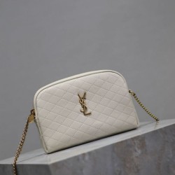 Luxury Replica YSL Saint Laurent Gaby Quilted Zip Pouch in White Knockoff Mirror Quality Replica YSL Saint Laurent Gaby Quilted Zip Pouch in White Clone