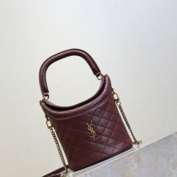 Luxury Replica YSL Saint Laurent Gaby Bucket Bags in Burgundy Knockoff Mirror Quality Replica YSL Saint Laurent Gaby Bucket Bags in Burgundy Clone