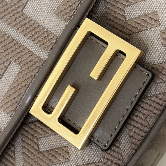 Luxury Replica Fendi Baguette FF Embroidered Classic Shoulder Bag in Brown Knockoff Mirror Quality Replica Fendi Baguette FF Embroidered Classic Shoulder Bag in Brown Clone