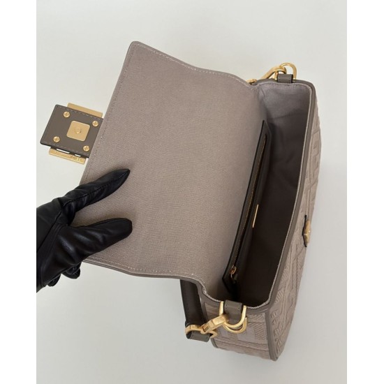 Luxury Replica Fendi Baguette FF Embroidered Classic Shoulder Bag in Brown Knockoff Mirror Quality Replica Fendi Baguette FF Embroidered Classic Shoulder Bag in Brown Clone