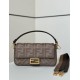 Luxury Replica Fendi Baguette FF Embroidered Classic Shoulder Bag in Brown Knockoff Mirror Quality Replica Fendi Baguette FF Embroidered Classic Shoulder Bag in Brown Clone