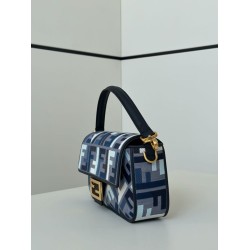 Luxury Replica Fendi Baguette FF Embroidered Classic Shoulder Bag in Blue Knockoff Mirror Quality Replica Fendi Baguette FF Embroidered Classic Shoulder Bag in Blue Clone
