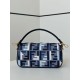 Luxury Replica Fendi Baguette FF Embroidered Classic Shoulder Bag in Blue Knockoff Mirror Quality Replica Fendi Baguette FF Embroidered Classic Shoulder Bag in Blue Clone
