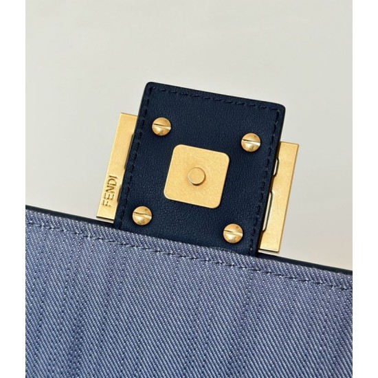 Luxury Replica Fendi Baguette FF Embroidered Classic Shoulder Bag in Blue Knockoff Mirror Quality Replica Fendi Baguette FF Embroidered Classic Shoulder Bag in Blue Clone