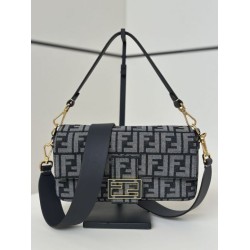 Mirror Quality Replica Fendi Baguette FF Jacquard Fabric Bag with Denim Effect in Blue Clone