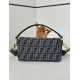 Mirror Quality Replica Fendi Baguette FF Jacquard Fabric Bag with Denim Effect in Blue Clone