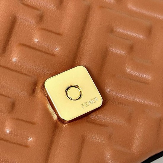 Mirror Quality Replica Fendi Baguette Top Handle Bag with Embossed FF Logo in Brown Clone