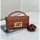 Mirror Quality Replica Fendi Baguette Top Handle Bag with Embossed FF Logo in Brown Clone