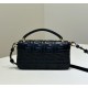 Mirror Quality Replica Fendi Baguette Top Handle Bag with Embossed FF Logo Black Clone