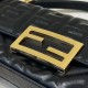 Mirror Quality Replica Fendi Baguette Top Handle Bag with Embossed FF Logo Black Clone
