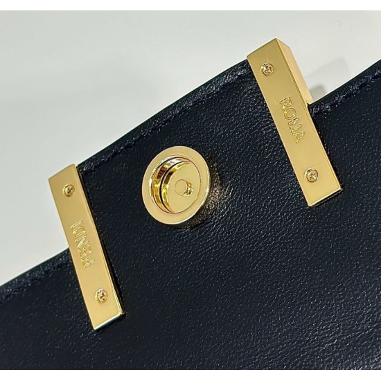 Mirror Quality Replica Fendi Baguette Top Handle Bag with Embossed FF Logo Black Clone