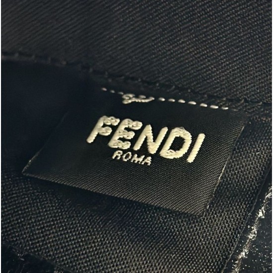Mirror Quality Replica Fendi Baguette Top Handle Bag with Embossed FF Logo Black Clone
