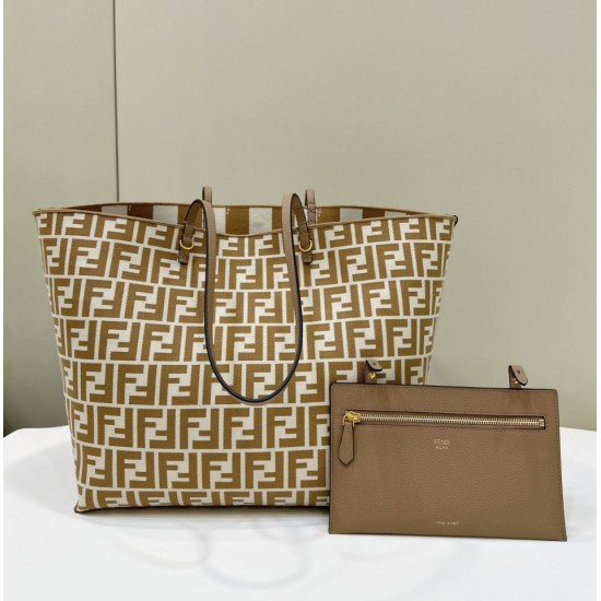 Mirror Quality Replica Fendi Roll Large Reversible Tote Bag in Apricot Clone
