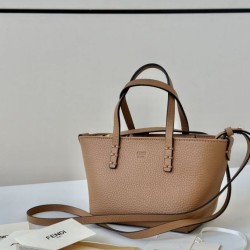Mirror Quality Replica Fendi Roll Mini Selleria Tote Bag in Brown Clone