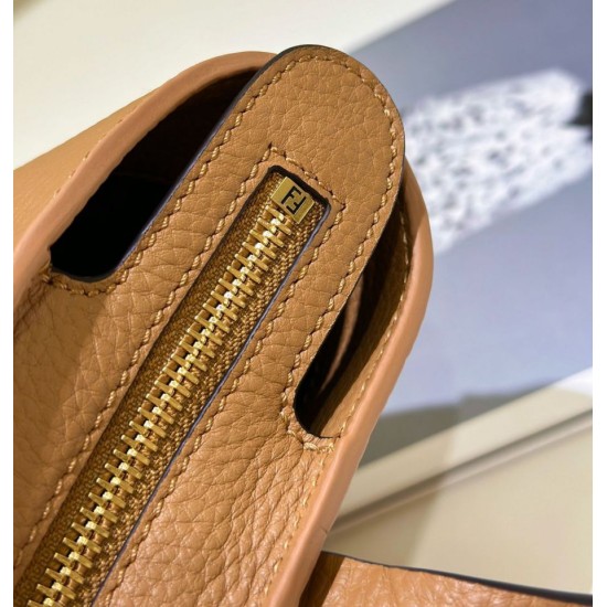 Mirror Quality Replica Fendi Roll Mini Selleria Tote Bag in Brown Clone