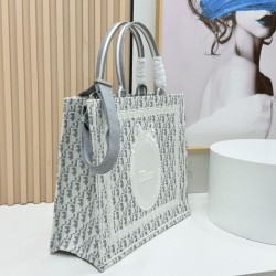 Mirror Quality Replica Dior Book Tote Small/Medium/Large with Oblique Embroidery and Shoulder Strap in Blue/White Clone