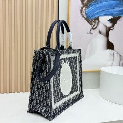 Mirror Quality Replica Dior Book Tote Small/Medium/Large with Oblique Embroidery and Shoulder Strap in Black Clone
