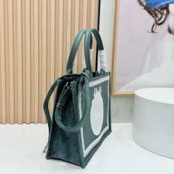 Mirror Quality Replica Dior Book Tote Small/Medium/Large with Oblique Embroidery and Shoulder Strap in Green Clone