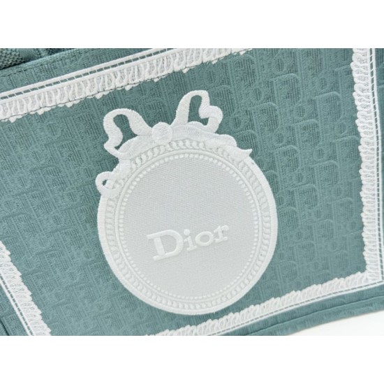 Mirror Quality Replica Dior Book Tote Small/Medium/Large with Oblique Embroidery and Shoulder Strap in Green Clone